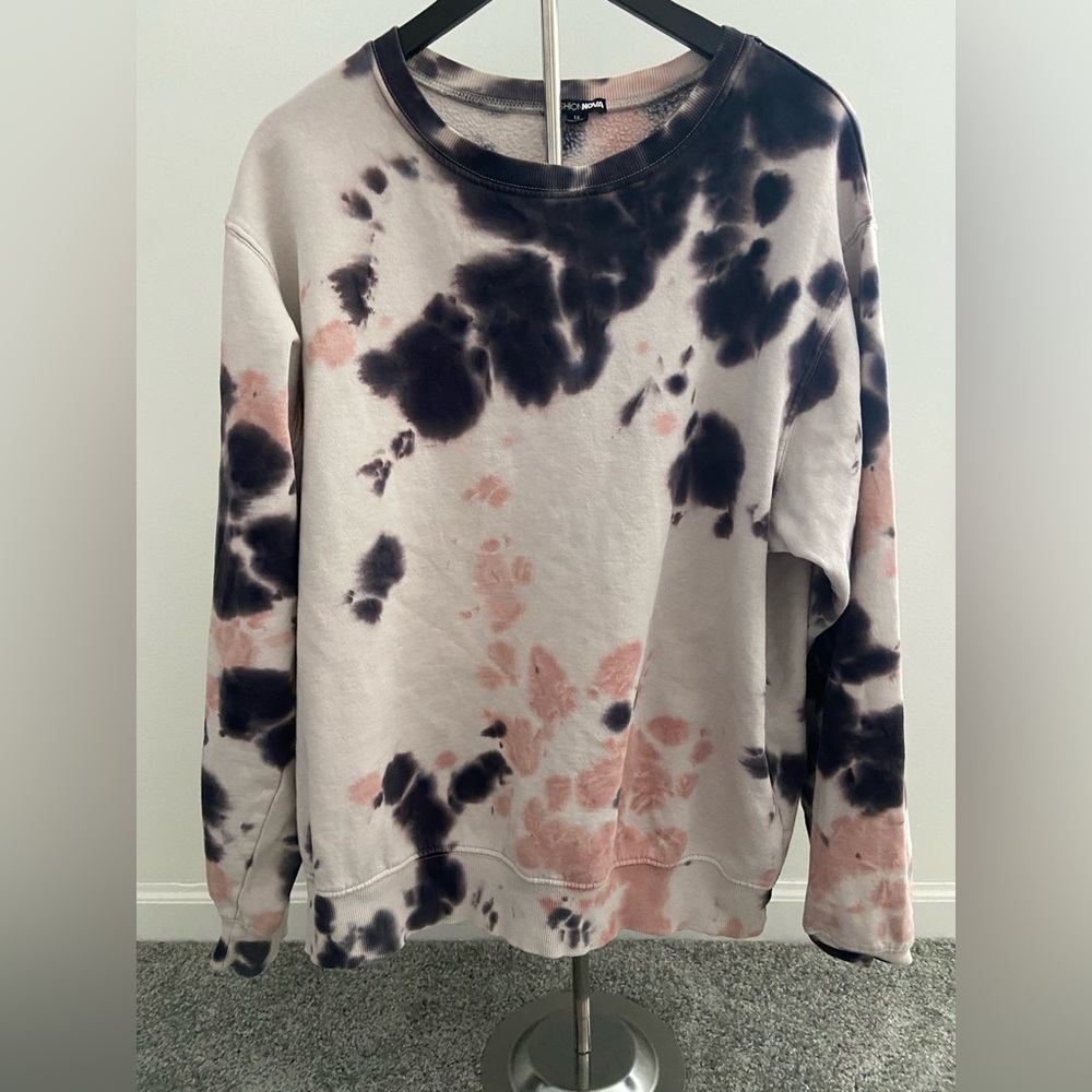 Fashion Nova Black and Pink Tie-Dye Top